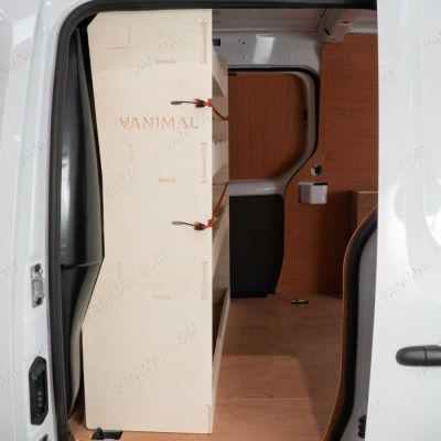 Side Door View, Renault Kangoo II 2008-2021 L1/L2 Full-Width Bulkhead Ply Racking and Shelving