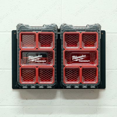 Front view of the PackOut Wall-Mount Shelf - displayed with toolboxes