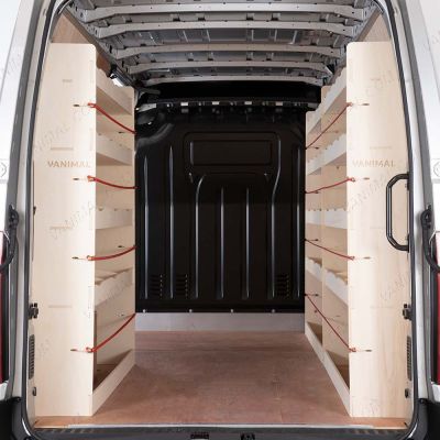 Rear van view of Renault Master 2010-2024 MWB L2 Double Rear and Front Racking (Triple Pack)

