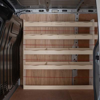 Side van view of Renault Master 2010-2024 MWB L2 Double Rear and Front Racking (Triple Pack)
