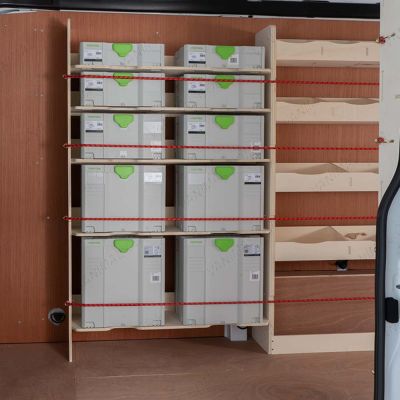 Nissan Interstar 2025- Double Rear and Front Festool Ply Racking Side Door View