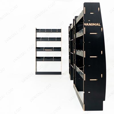 Heavy-duty hexaboard racking for Nissan Interstar 2025 with bulkhead, toolbox module, infill and multi-compartment rear storage