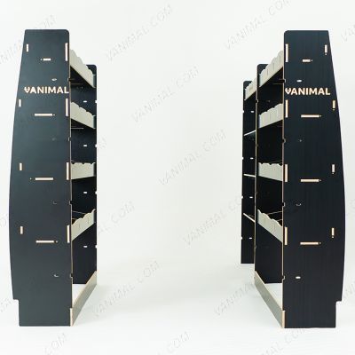 Rear van view of the Nissan Interstar 2025- Hexaboard Triple Van Racking System with x3 Toolbox Shelves