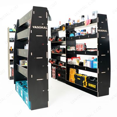 Nissan Interstar 2025 modular hexaboard racking with bulkhead compartments, toolbox module and twin rear units