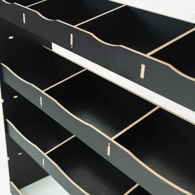 Close-up view of the racking compartments