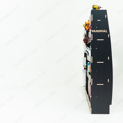 Rear van view of the Nissan Interstar 2025- Hexaboard Driver Side Van Racking with x5 Festool Systainer Shelves displayed with tools and toolboxes