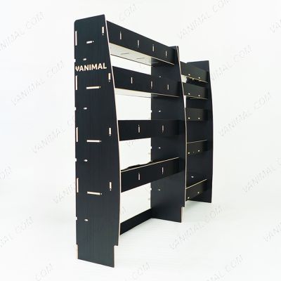 Back view of the Nissan Interstar 2025- Hexaboard Driver Side Van Racking with x5 Festool Systainer Shelves