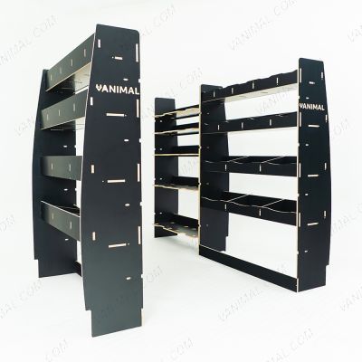 Nissan Interstar 2025 modular hexaboard racking system featuring Festool Systainer shelves and dual rear shelving