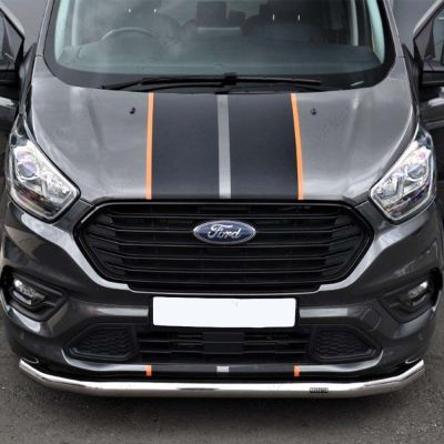 Close-up view of the Transit Custom Sport 2018-2023 Polished Spoiler Bar