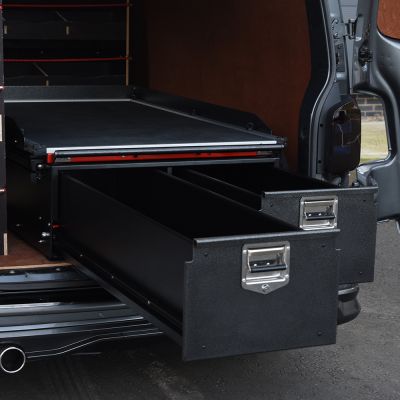 ProTop Sliding Deck Deep Twin Drawers displayed open - 1230mm wide