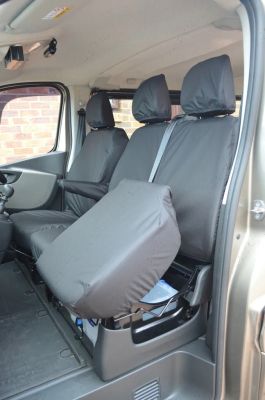 Nissan Primastar 2022- Tailored Waterproof Front Triple Seat Covers (3 Separate Headrests & Underseat Storage)