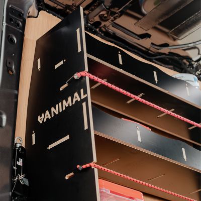 Side panel view of the vanimal branding and pre-notched for bungee cords