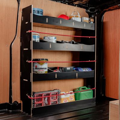 Side van angle view of the Fiat Scudo SWB Hexaboard OS Rear Racking and Shelving Unit