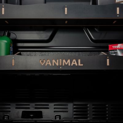 Close-up view of the racking compartments