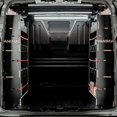 Rear van view of the Fiat Scudo LWB Hexaboard NS and OS Rear Racking (Pair)