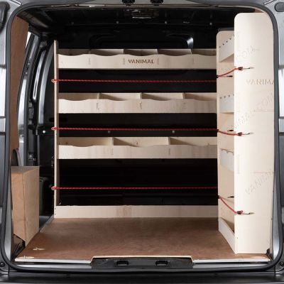 Rear van view of Fiat Scudo SWB OS Rear and Bulkhead Racking and Shelving