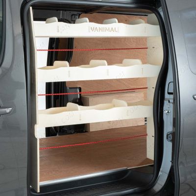 Outside van side view of the Fiat Scudo LWB Full Left Side Multi-Compartment Ply Racking