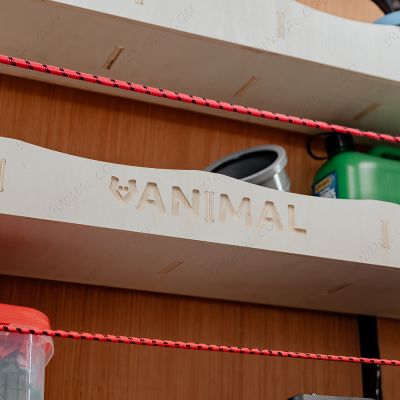Vanimal branding located on the second storage compartment