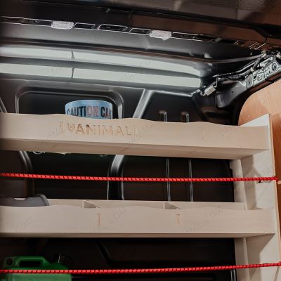 Close-up side angle view of the Fiat Scudo Full-Width Bulkhead Racking