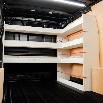 Rear van side angle view of the Fiat Scudo Bulkhead and Front L-Shape Racking (RH L-Rack)