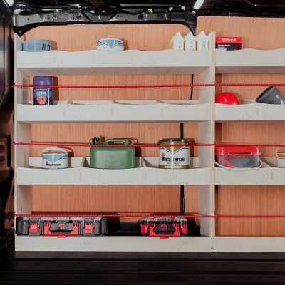 Side van view of the Fiat Scudo LWB Full Driver Side Multi-Compartment Ply Racking