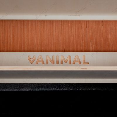 Close-up view of the Vanimal branding