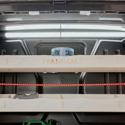 Close-up view of the Vanimal branding