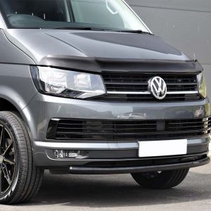 Close-up view of the VW Transporter T6 2016-2019 Black Acrylic Bonnet Protector 