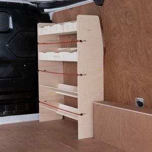 Ford Transit Custom OS Front Toolbox Rack & Shelving Unit side view in the van (V3)
