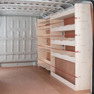 Fiat Ducato SWB Full Driver Side Plywood Racking with Front Festool Shelving Unit