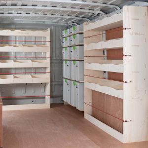 Vauxhall Movano L2 2022- Full Driver Side Racking with Front Festool and Bulkhead Units (Triple Pack) - Festool unit displayed with boxes