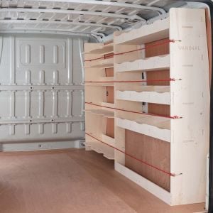 Fiat Ducato MWB L2 2006- Full Driver Side Plywood Racking with Front Festool Shelving Unit