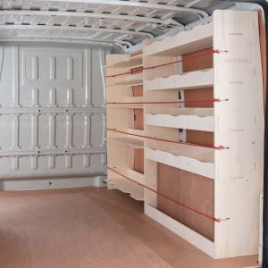 Peugeot Boxer MWB L2 2006- Full Driver Side Plywood Racking with Front Festool Shelving Unit