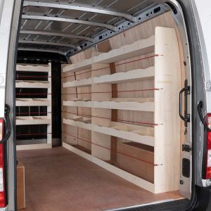 Nissan NV400 LWB L3 Full Driver Side and Bulkhead Ply Racking (Triple Pack)- OS Side View