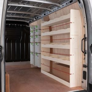 Nissan NV400 LWB L3 Full Driver Side Ply Racking with Front Festool Shelving Units