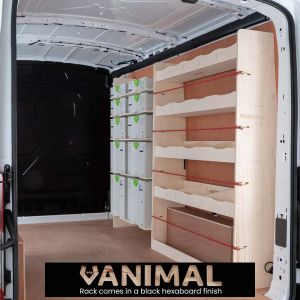 Ford Transit Mk8 LWB Hexaboard Full Driver Side Ply Racking with Front Festool Shelving