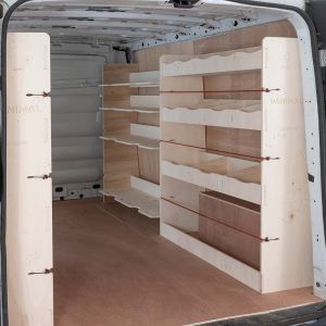 Vauxhall Vivaro A LWB L2 2001-2014 Double Rear and Front Festool Ply Racking and Shelving Units (Triple Pack) OS View