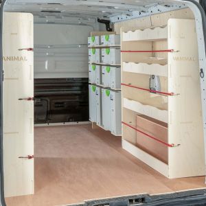 Nissan NV300 SWB L1 2016- Double Rear and Front Festool Ply Racking (Triple Pack) OS View