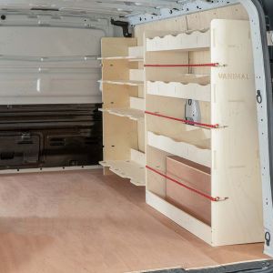 Nissan NV300 SWB L1 2016- Full Driver Side Ply Racking with Front Festool Shelving OS View