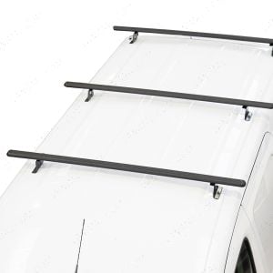 Top view of the Nissan NV200 2009- Black Roof Cross Bars