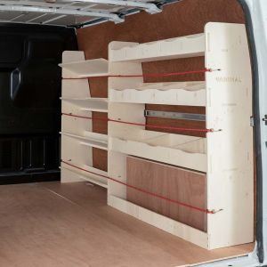 Ford Transit SWB 2001-2013 Driver Side Ply Racking with Front Toolbox Shelving Units