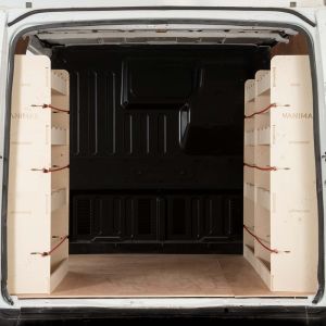 Rear van view of Transit SWB 2001-2013 Double Rear and Front Racking Units (Triple Pack)