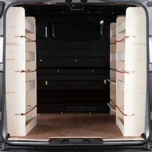 Rear van view of Citroen Dispatch LWB L2 2016- Double Rear and Front Toolbox with Compartment Racking (Triple Pack)