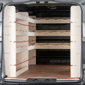 Rear van view of Toyota Proace SWB L1 2016- Double Rear Racking plus Bulkhead/Front LH L-Rack