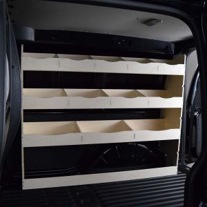 VW Caddy Caddy SWB L1 driver side / OS XL van rack with 3 shelves and 12 compartments