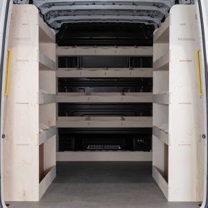 VW Crafter MWB 2006-2017 Ply Racking and Shelving Triple Pack with Full Width Bulkhead