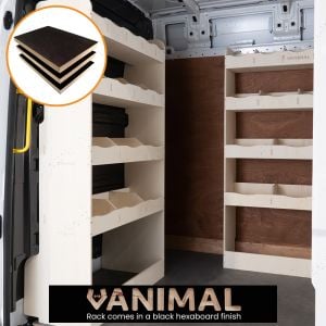 VW Crafter 2017- MWB Hexaboard Front and Bulkhead Ply Racking and Shelving

