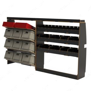 Ford Transit Custom 2012-2023 SWB Adjustable Driver Side Hexaboard Van Racking and Toolbox Shelving - concept one