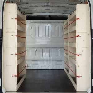 Rear van view of Maxus Deliver 9 LWB L2 2020- Double Rear Racking and Front Racking (Triple Pack)