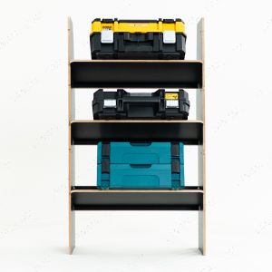 Front view of the Fiat Doblo 2022- SWB L1 Front Toolbox Hexaboard Racking - displaying toolboxes